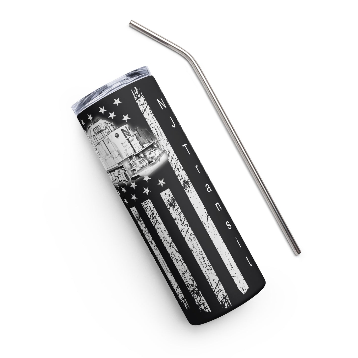NJ Transit Flag Stainless steel tumbler - Broken Knuckle Apparel