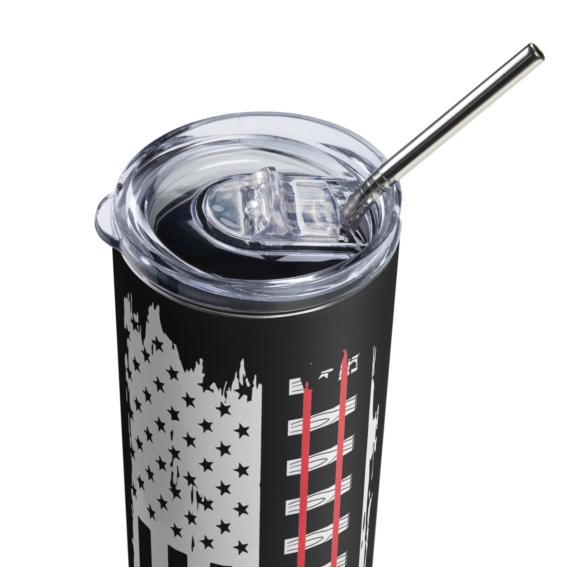 American Flag Train Tracks Stainless steel tumbler - Broken Knuckle Apparel