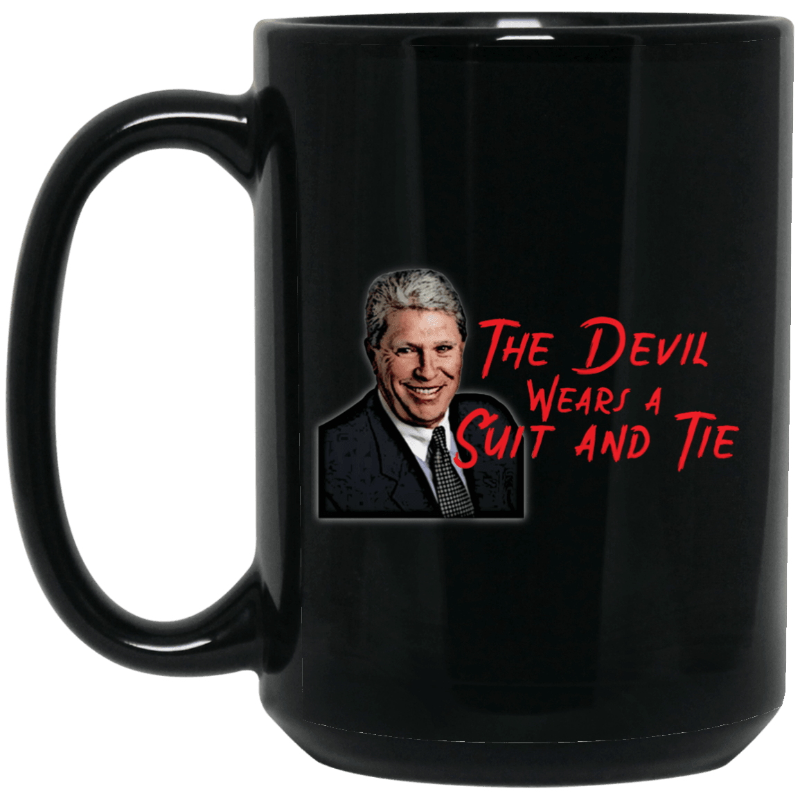 The Devil Wears a Suit and Tie Hunter Harrison 15 oz. Black Mug - Broken Knuckle Apparel