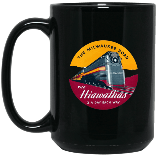 The Hiawatha - Milwaukee Road 15 oz. Black Mug - Broken Knuckle Apparel