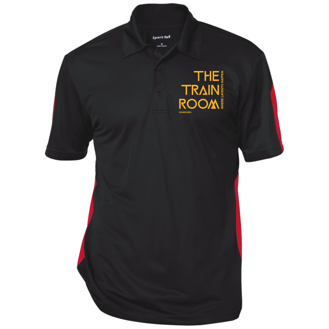 The Train Room Where Layouts Happen Performance Textured Three-Button Polo - Broken Knuckle Apparel