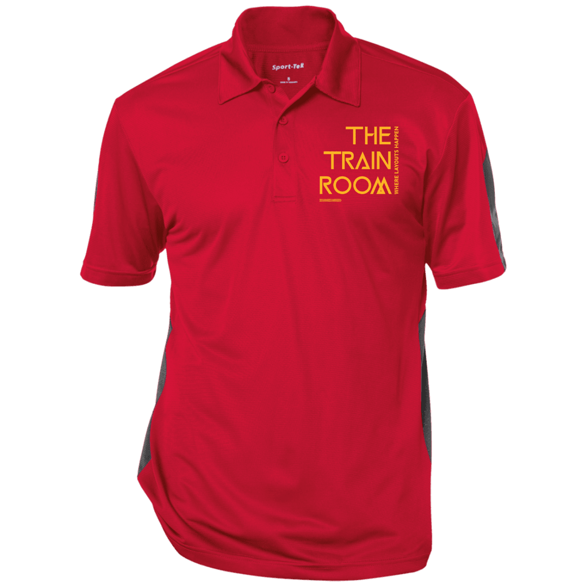 The Train Room Where Layouts Happen Performance Textured Three-Button Polo - Broken Knuckle Apparel