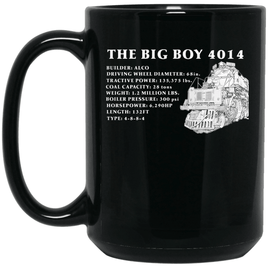 Union Pacific Big Boy 4014 Specs 15 oz. Black Mug - Broken Knuckle Apparel