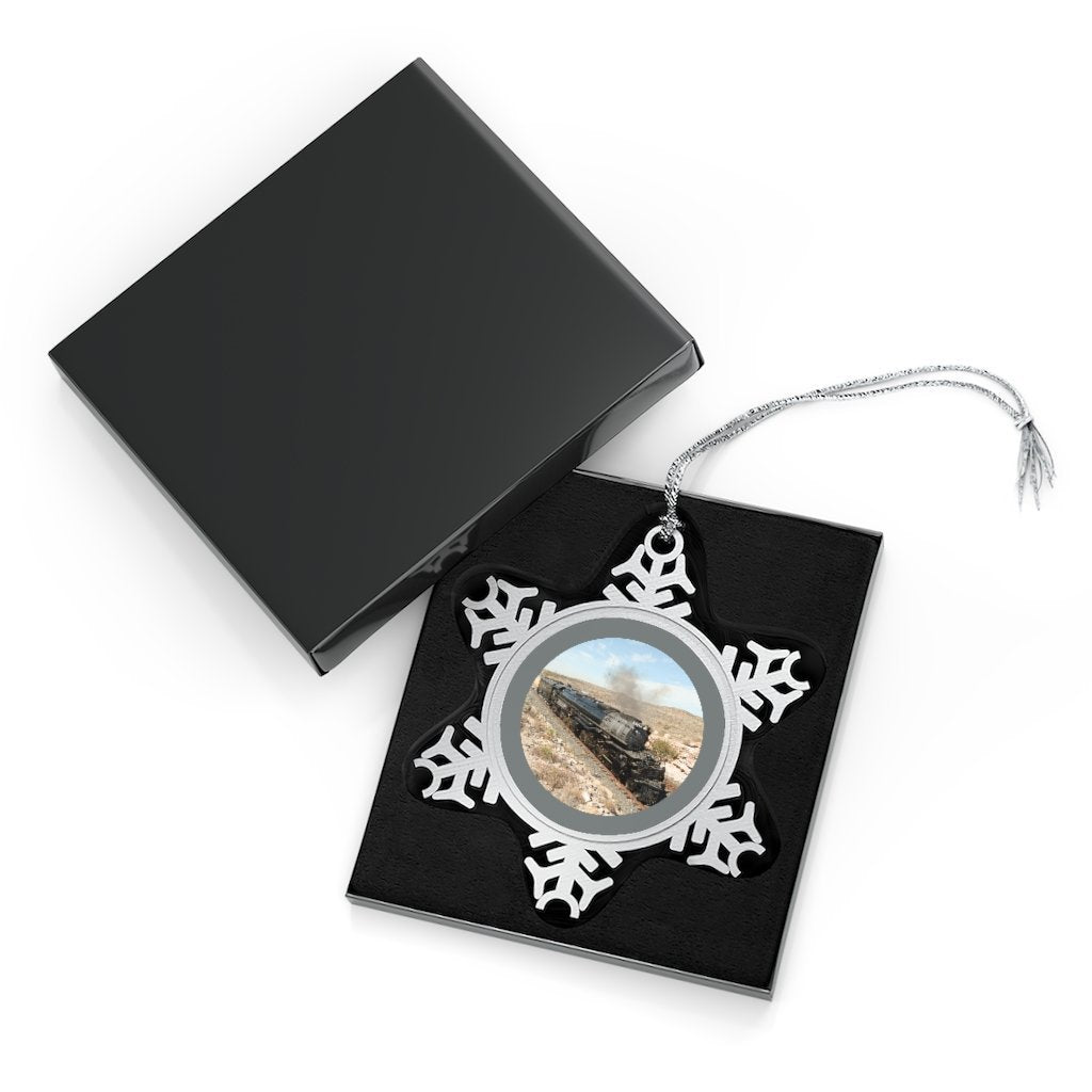 Union Pacific Big Boy 4014 Steam Locomotive Pewter Snowflake Ornament - Broken Knuckle Apparel