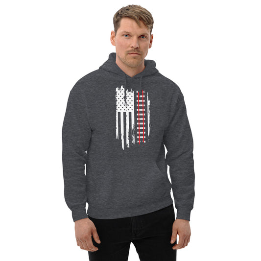 Railroad Tracks USA Flag Pullover Unisex Hoodie - Broken Knuckle Apparel