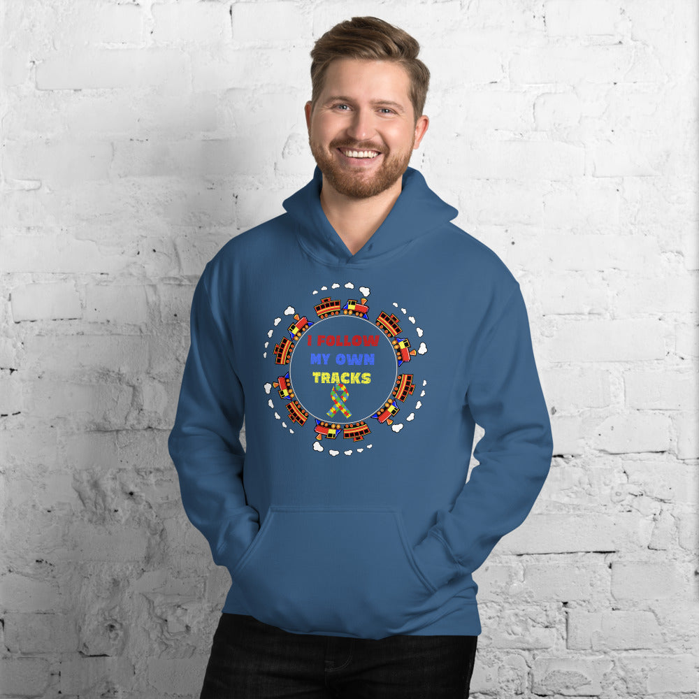 I Follow My Own Tracks Autism Awareness Pullover Unisex Hoodie - Broken Knuckle Apparel