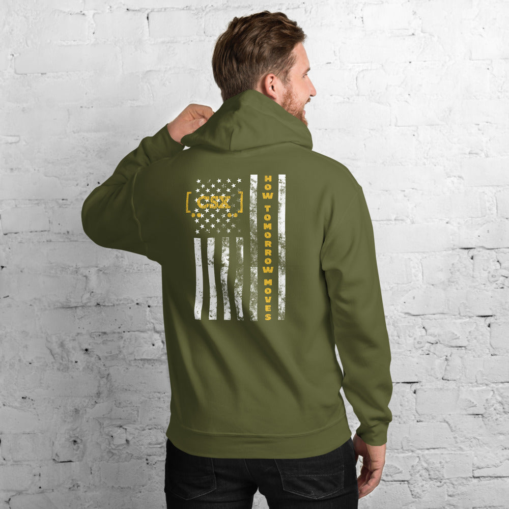 CSX American Flag Pullover Unisex Hoodie - Broken Knuckle Apparel