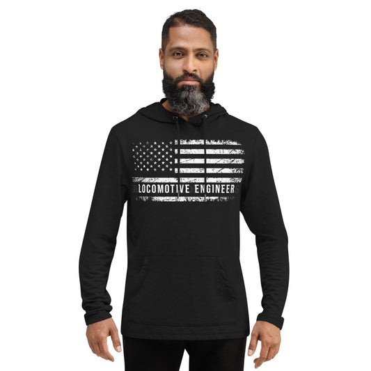 Locomotive Engineer American Flag Lightweight Hoodie - Broken Knuckle Apparel