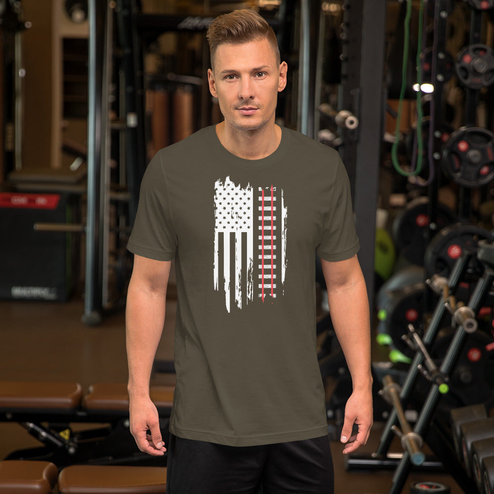 Railroad Tracks USA Flag Short-sleeve t-shirt - Broken Knuckle Apparel