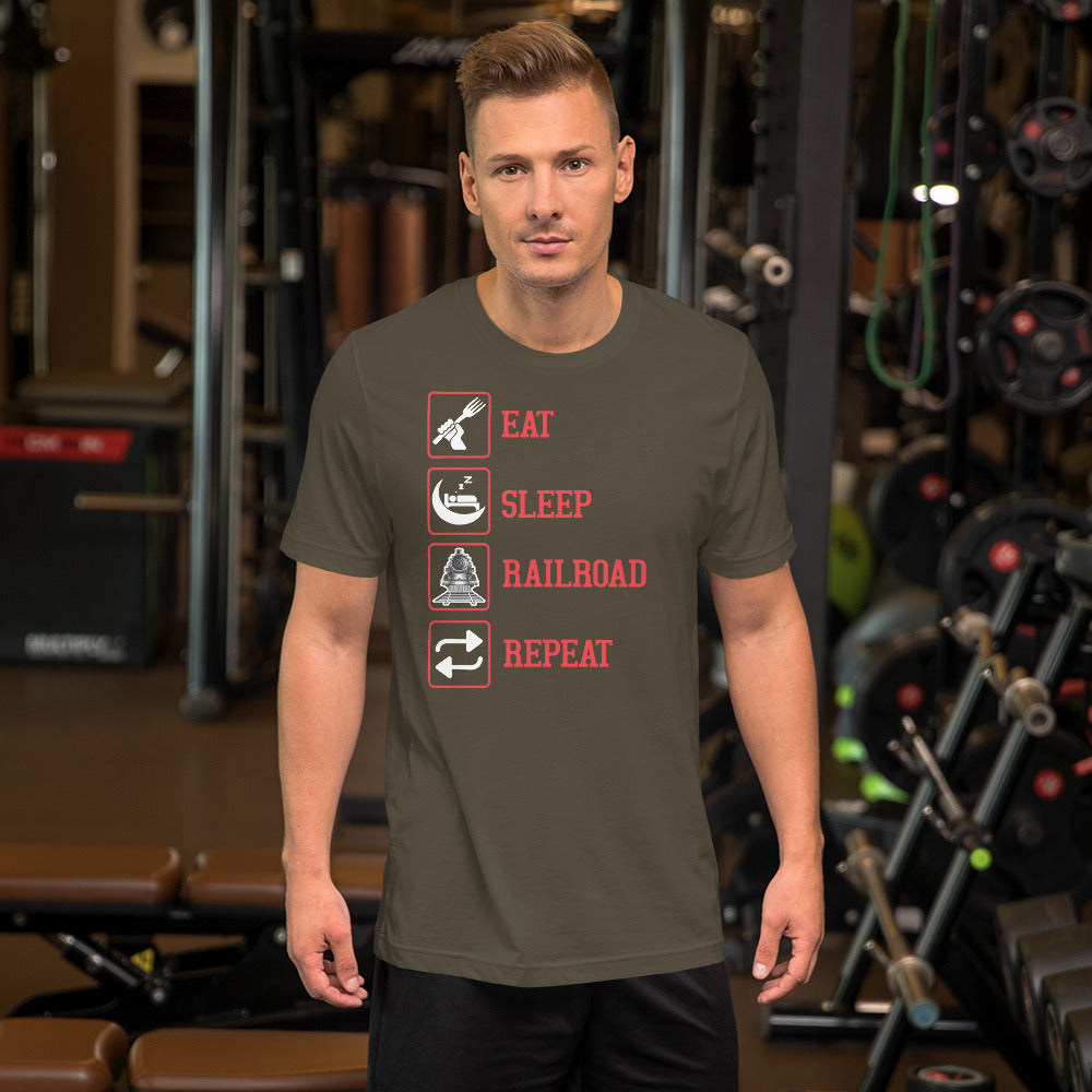 Eat, Sleep, Railroad, Repeat Men's Short-sleeve t-shirt - Broken Knuckle Apparel