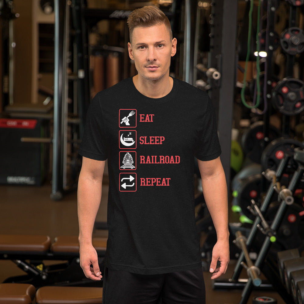Eat, Sleep, Railroad, Repeat Men's Short-sleeve t-shirt - Broken Knuckle Apparel
