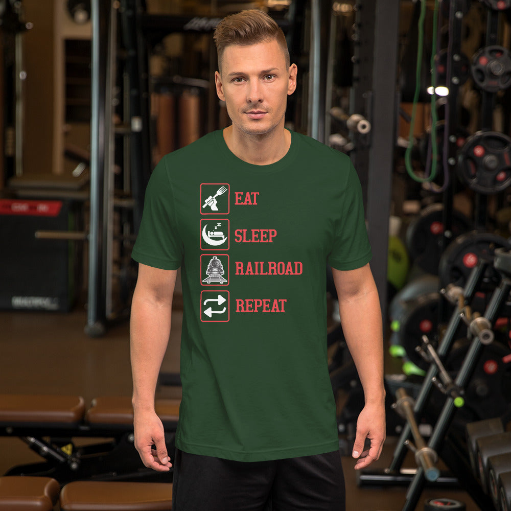 Eat, Sleep, Railroad, Repeat Men's Short-sleeve t-shirt - Broken Knuckle Apparel