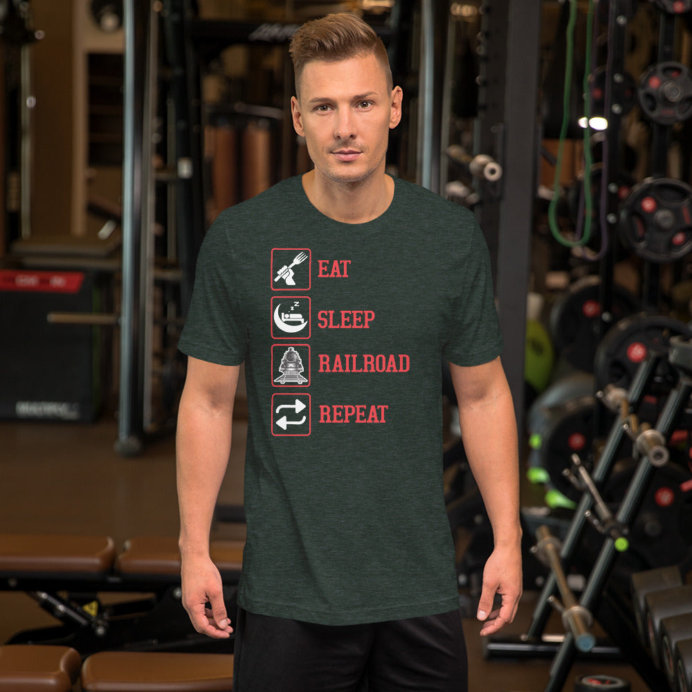 Eat, Sleep, Railroad, Repeat Men's Short-sleeve t-shirt - Broken Knuckle Apparel