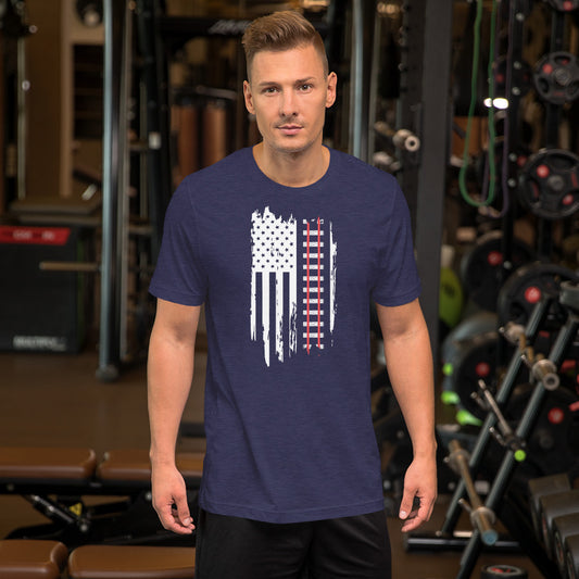 Railroad Tracks USA Flag Short-sleeve t-shirt - Broken Knuckle Apparel