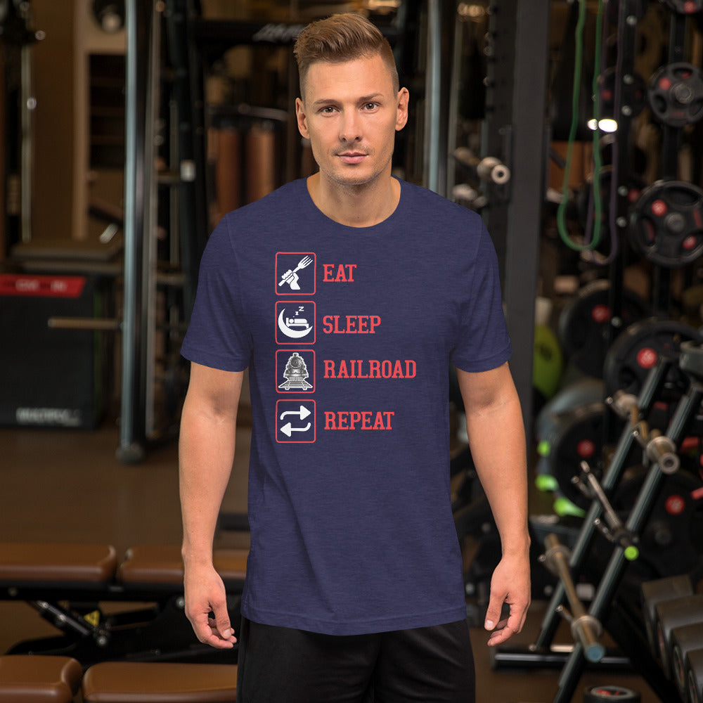 Eat, Sleep, Railroad, Repeat Men's Short-sleeve t-shirt - Broken Knuckle Apparel