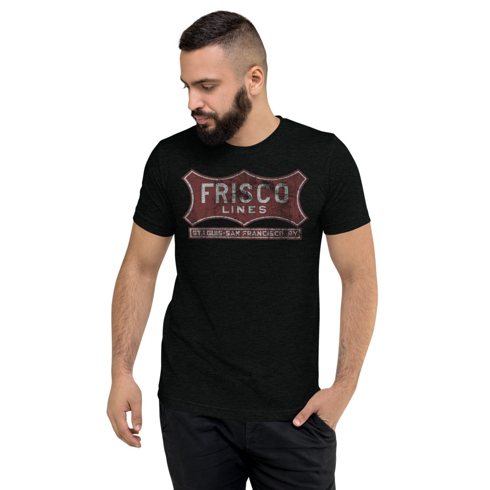Frisco Lines Distressed Logo Premium Men's Triblend T-Shirt - Broken Knuckle Apparel