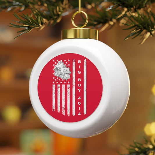 UP Big Boy 4014 American Flag Red Christmas Ball Ornament - Broken Knuckle Apparel