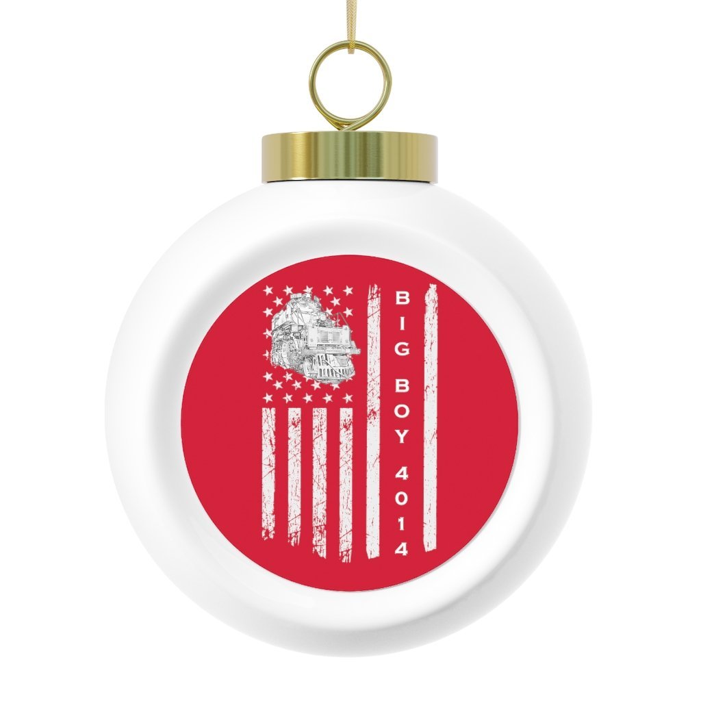 UP Big Boy 4014 American Flag Red Christmas Ball Ornament - Broken Knuckle Apparel