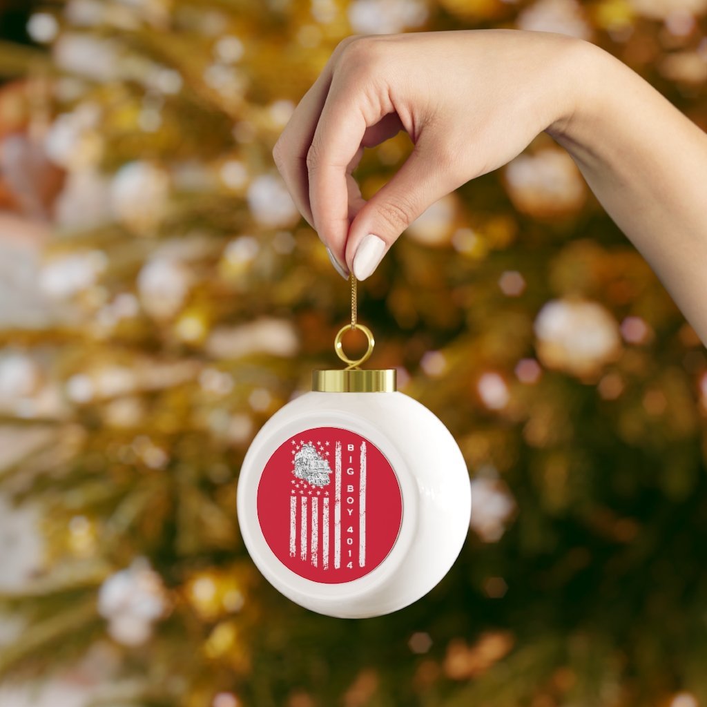 UP Big Boy 4014 American Flag Red Christmas Ball Ornament - Broken Knuckle Apparel