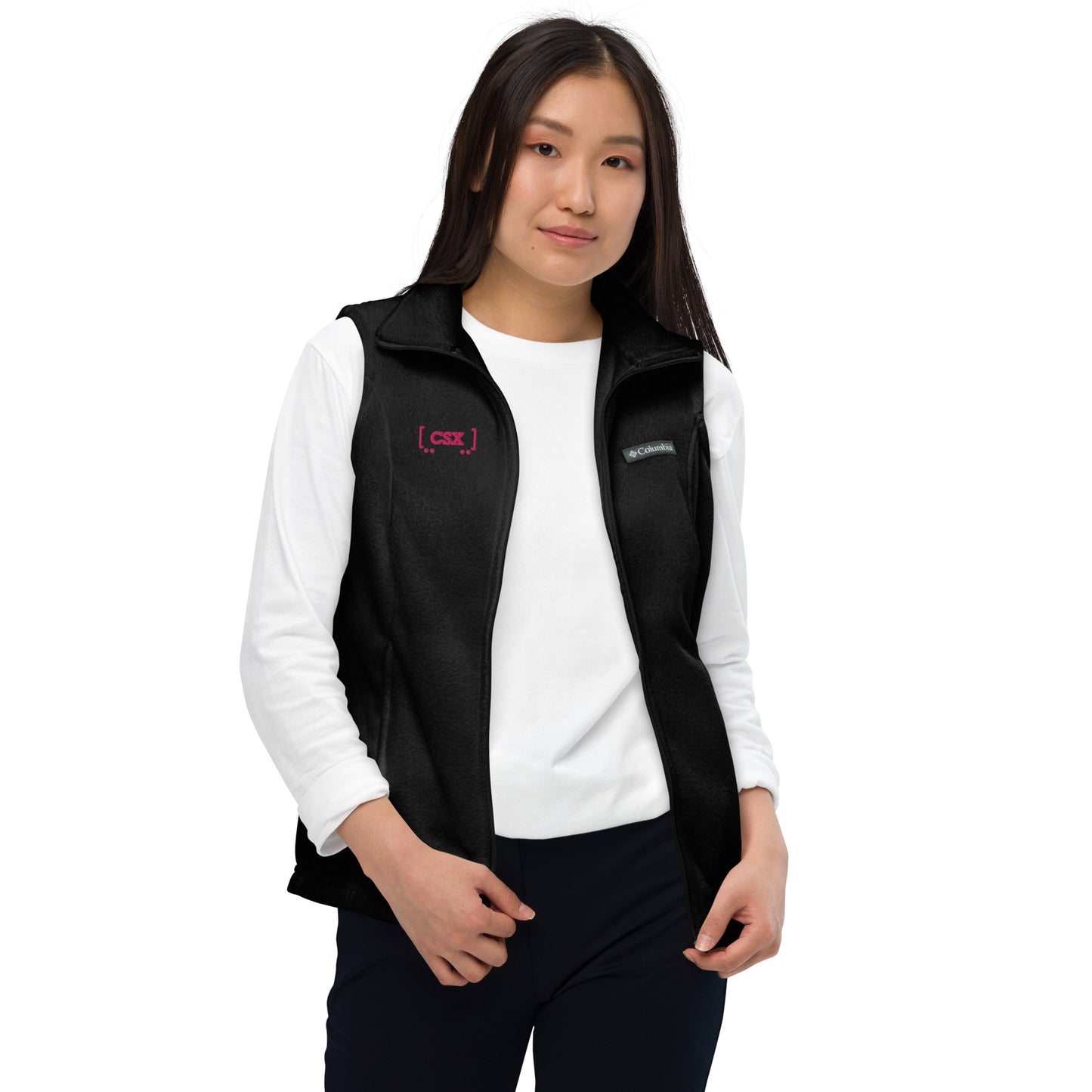 CSX Pink Logo Women’s Columbia fleece vest - Broken Knuckle Apparel