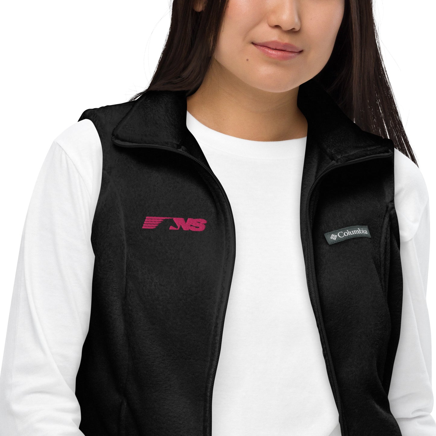 Norfolk Southern Pink Logo Women’s Columbia fleece vest - Broken Knuckle Apparel