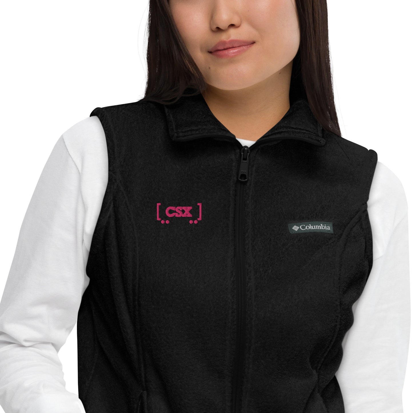 CSX Pink Logo Women’s Columbia fleece vest - Broken Knuckle Apparel