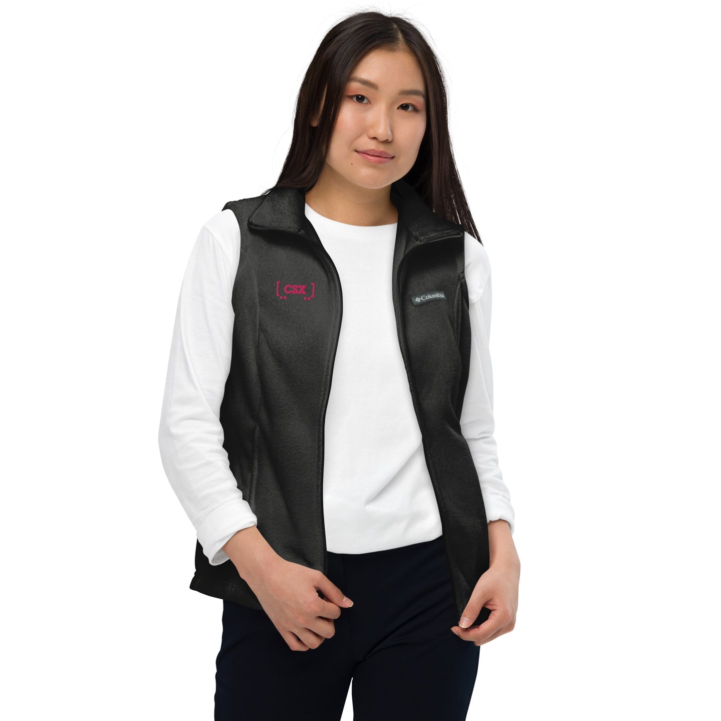 CSX Pink Logo Women’s Columbia fleece vest - Broken Knuckle Apparel