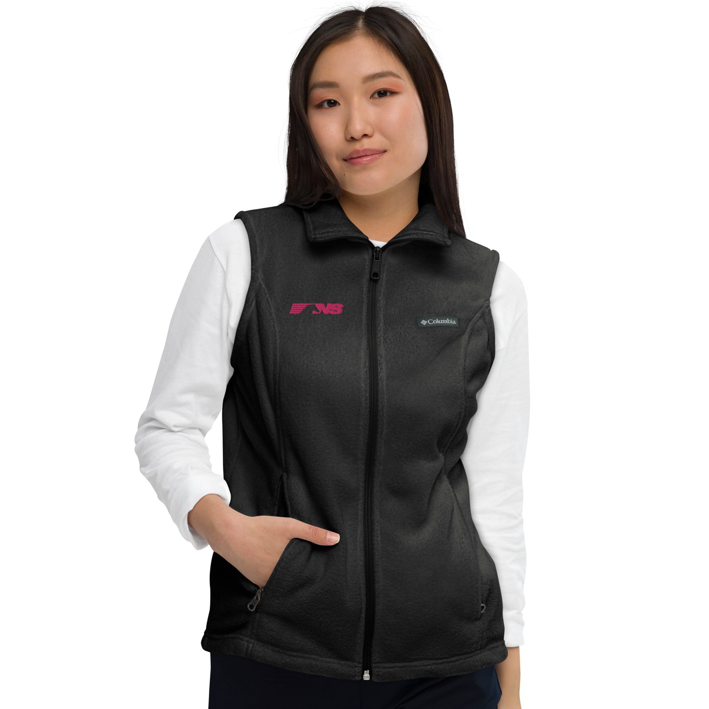 Norfolk Southern Pink Logo Women’s Columbia fleece vest - Broken Knuckle Apparel