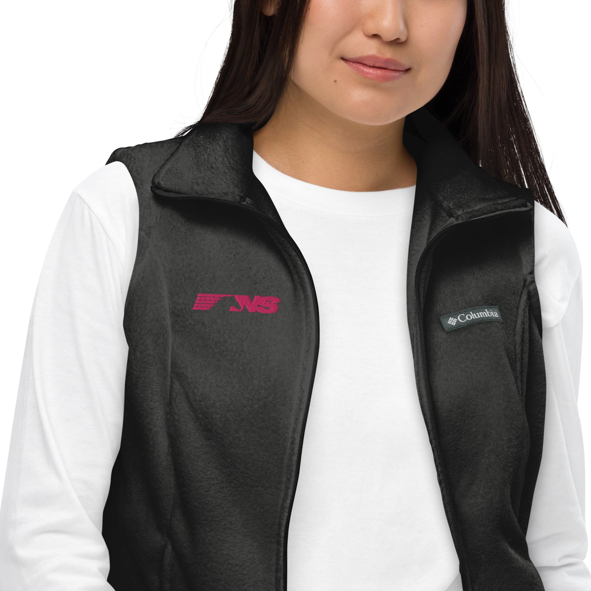 Norfolk Southern Pink Logo Women’s Columbia fleece vest - Broken Knuckle Apparel