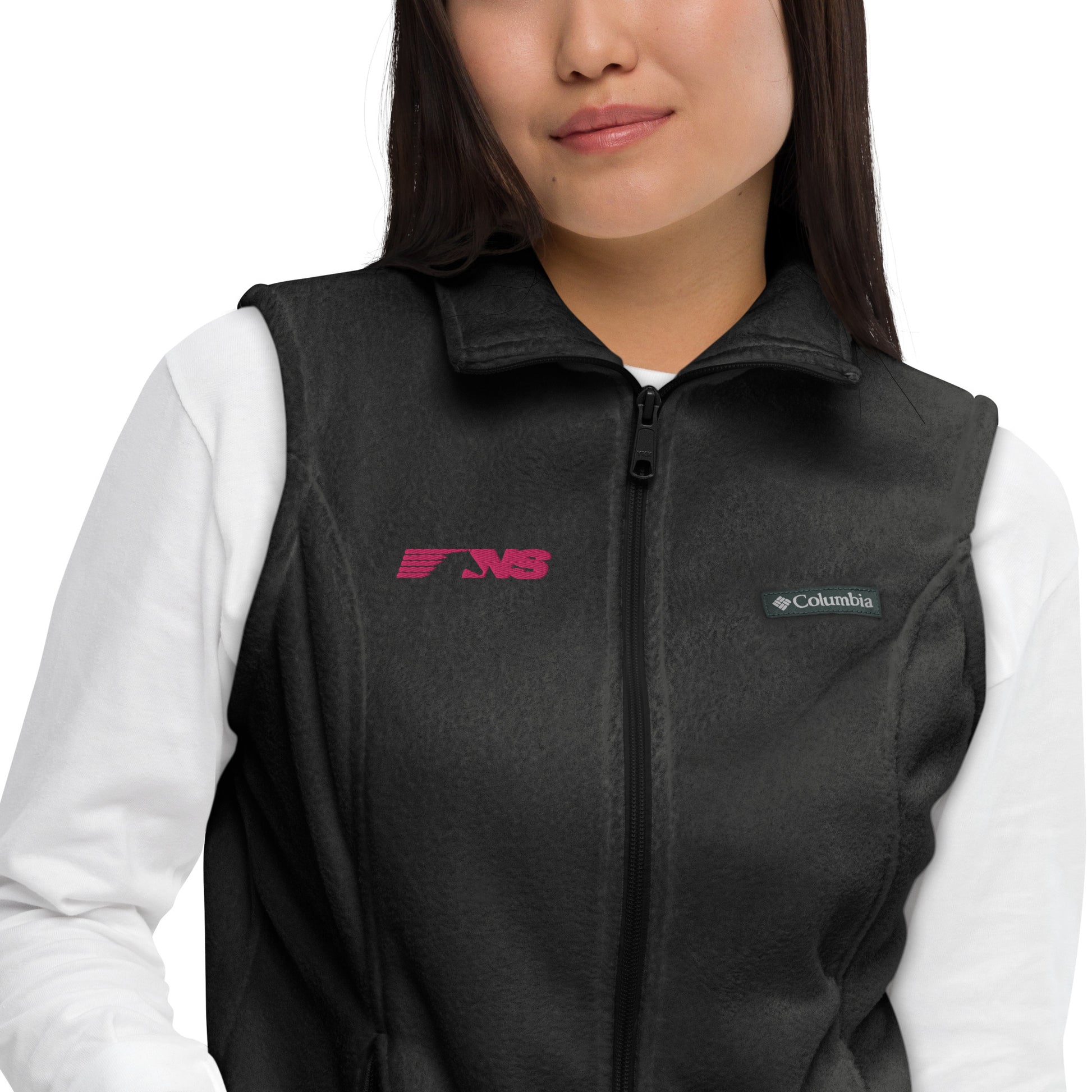 Norfolk Southern Pink Logo Women’s Columbia fleece vest - Broken Knuckle Apparel