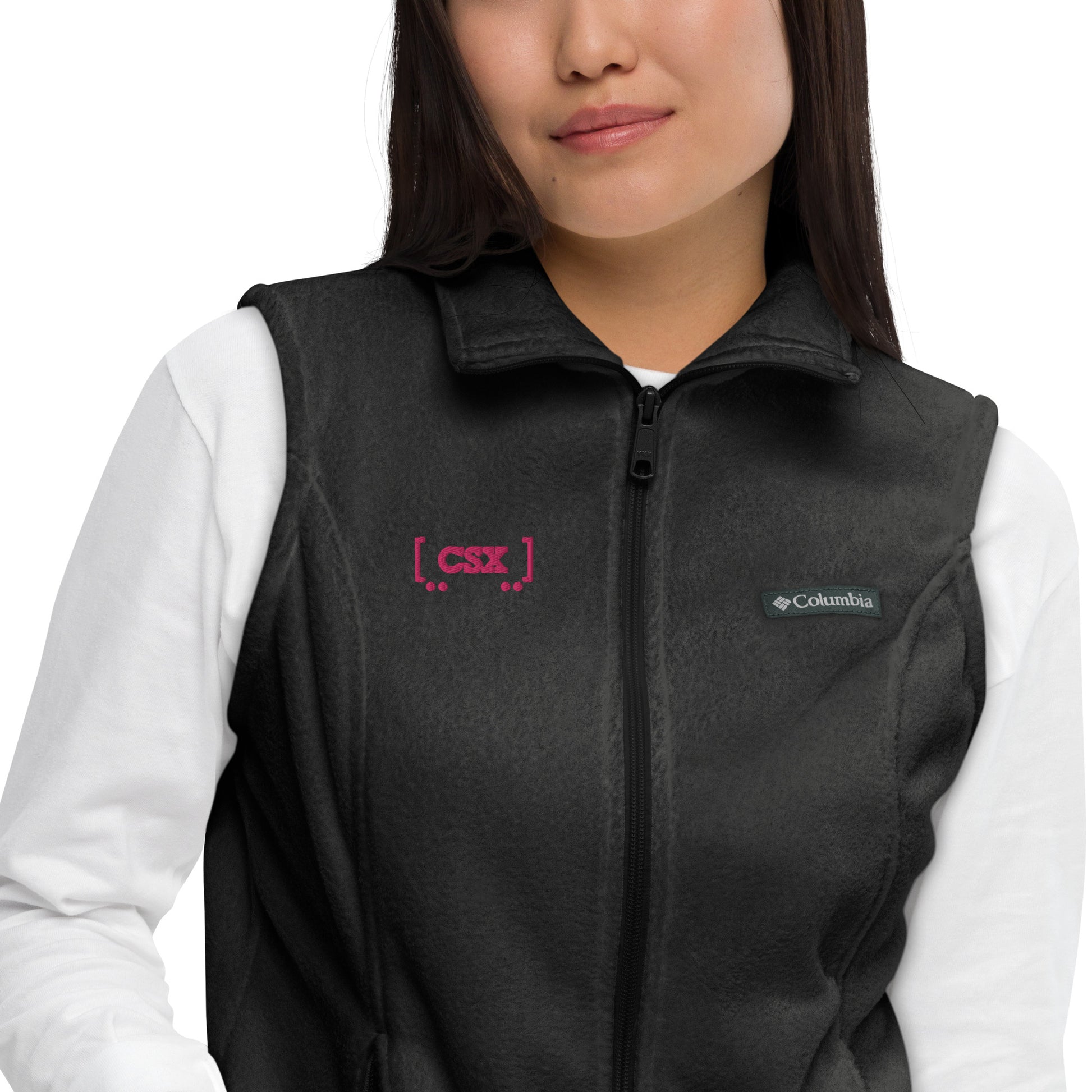 CSX Pink Logo Women’s Columbia fleece vest - Broken Knuckle Apparel