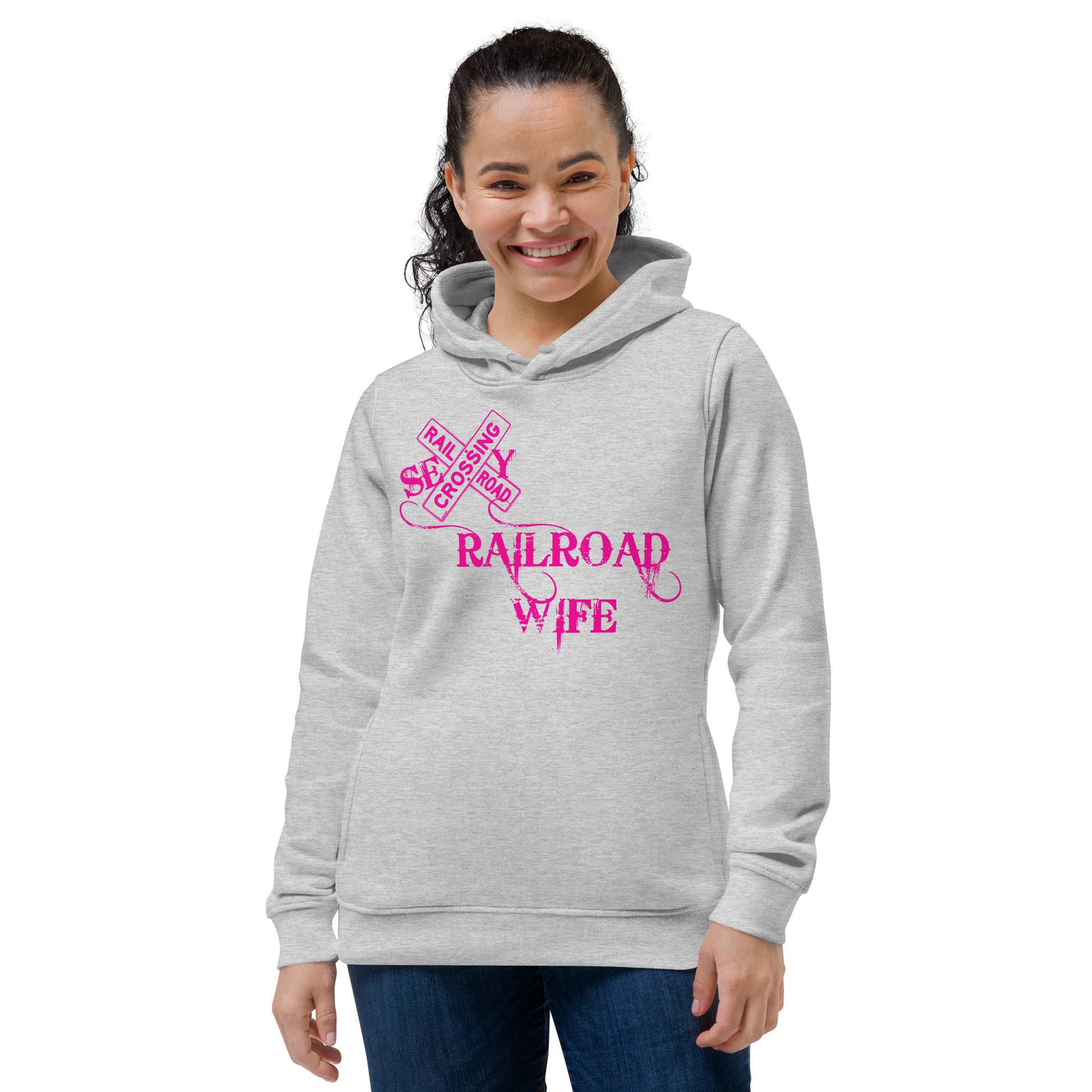 Sexy Railroad Wife Women's eco fitted hoodie - Broken Knuckle Apparel