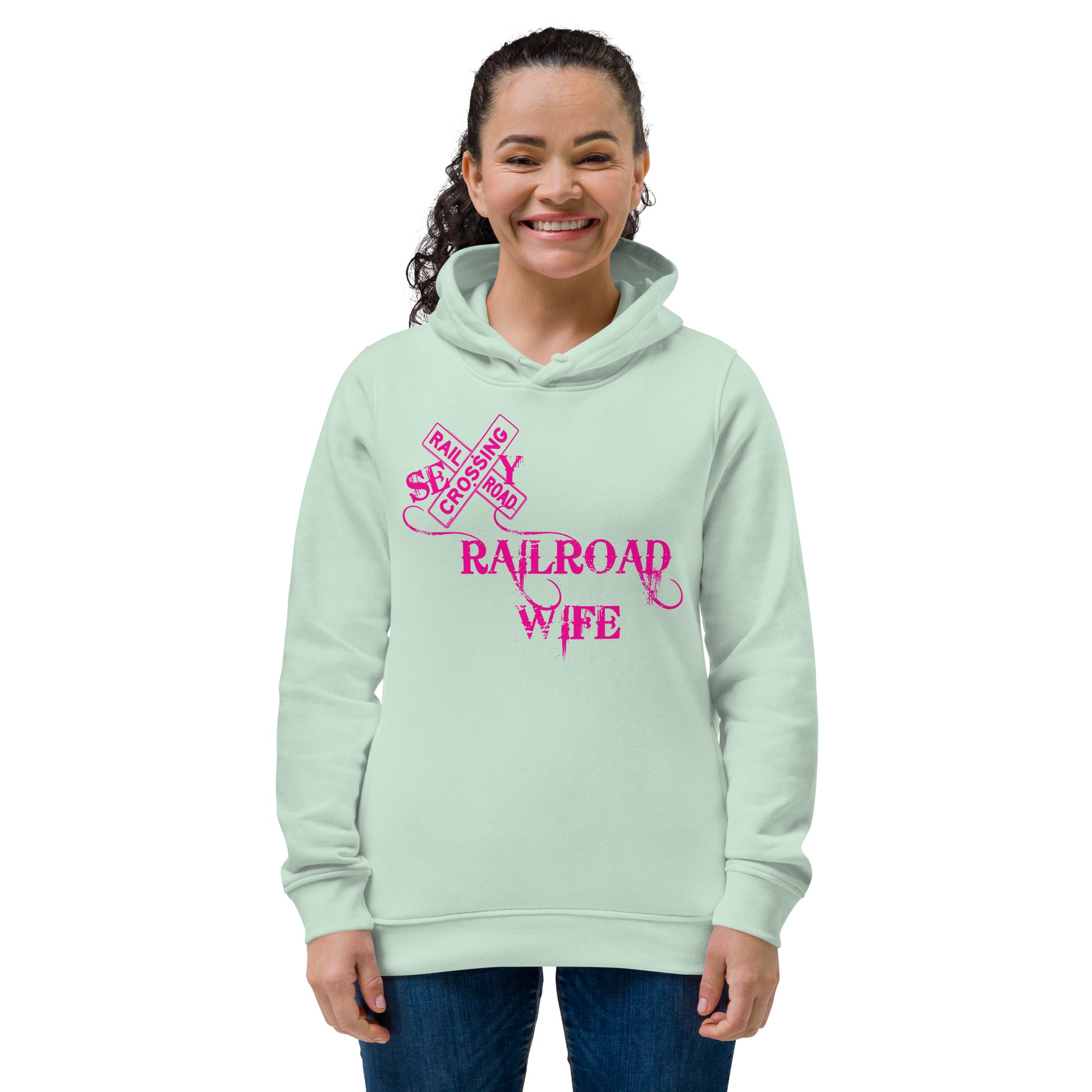 Sexy Railroad Wife Women's eco fitted hoodie - Broken Knuckle Apparel