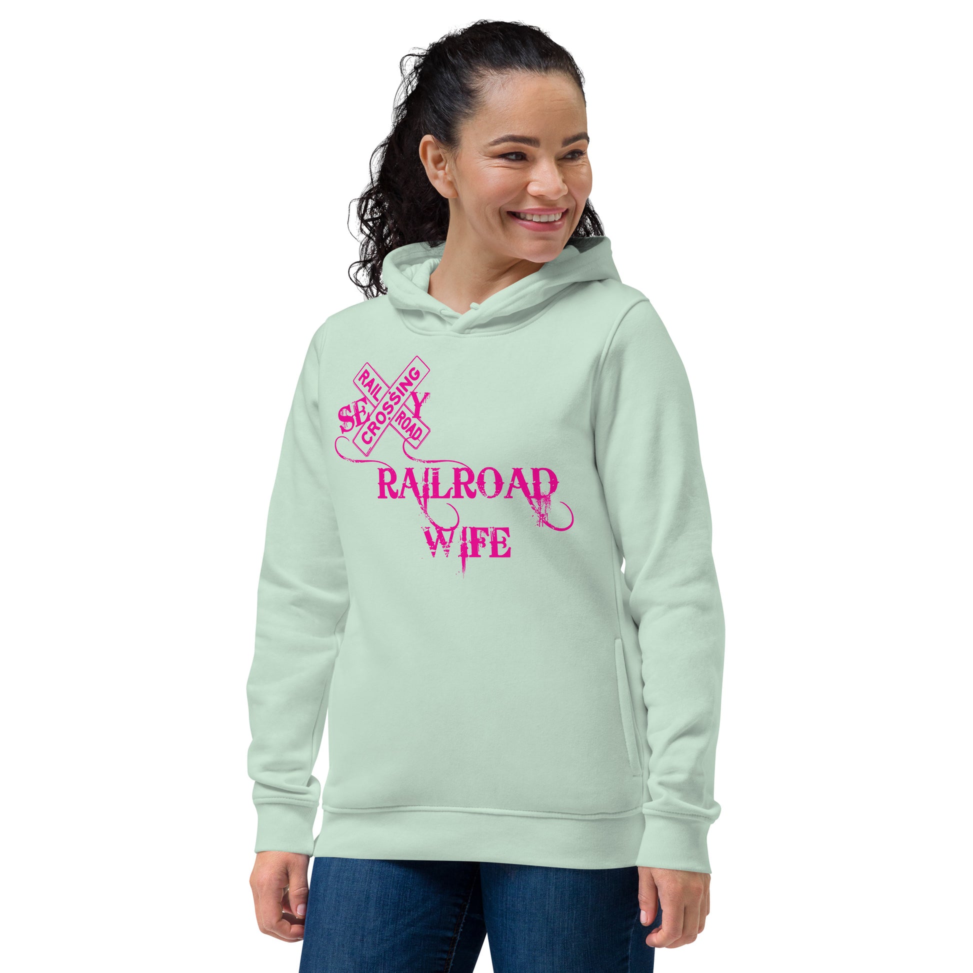 Sexy Railroad Wife Women's eco fitted hoodie - Broken Knuckle Apparel
