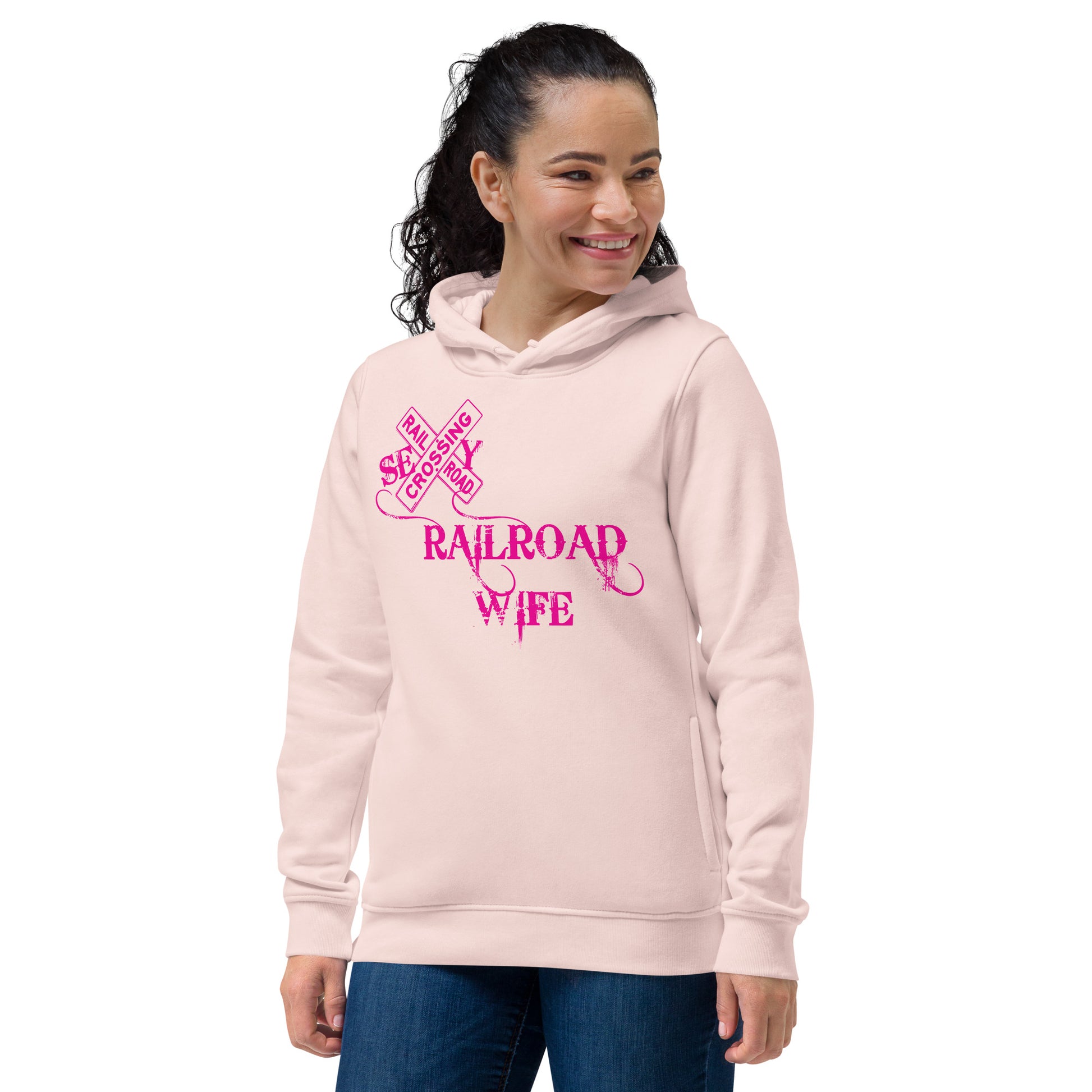 Sexy Railroad Wife Women's eco fitted hoodie - Broken Knuckle Apparel