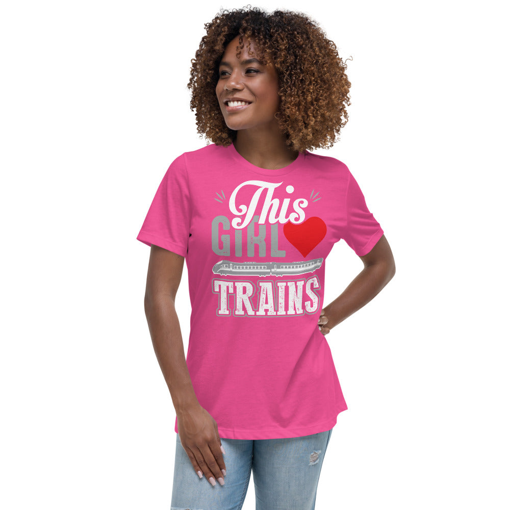 This Girl Loves Trains Women's Relaxed T-Shirt - Broken Knuckle Apparel