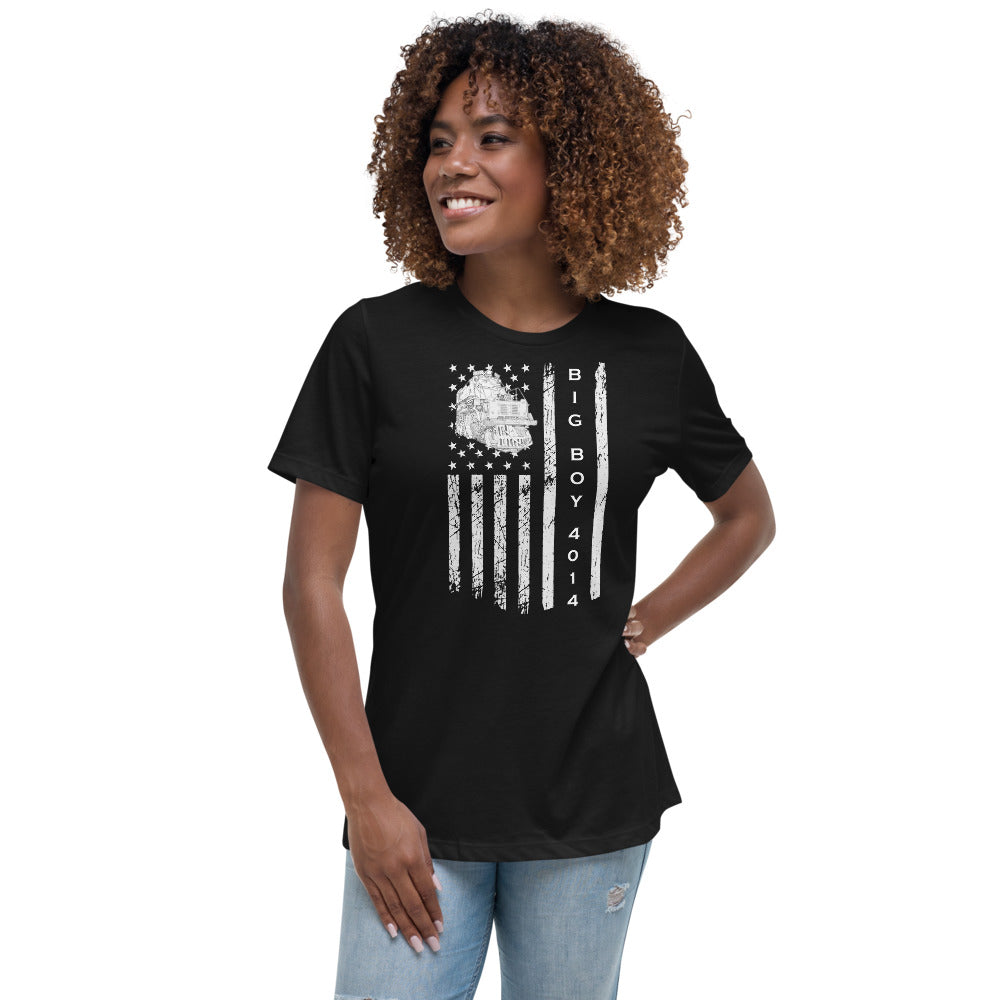 UP Big Boy 4014 American Flag Women's Relaxed T-Shirt - Broken Knuckle Apparel