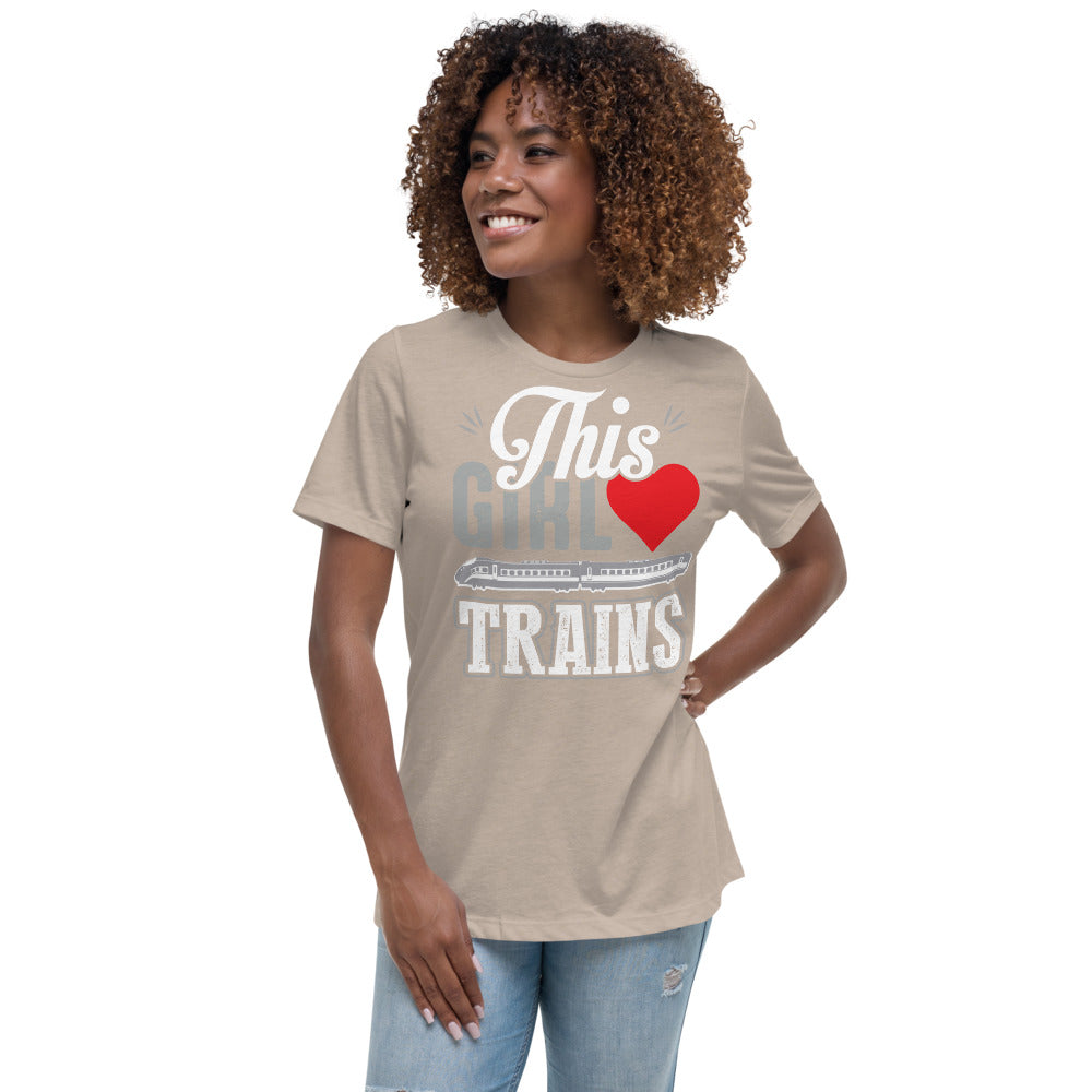 This Girl Loves Trains Women's Relaxed T-Shirt - Broken Knuckle Apparel