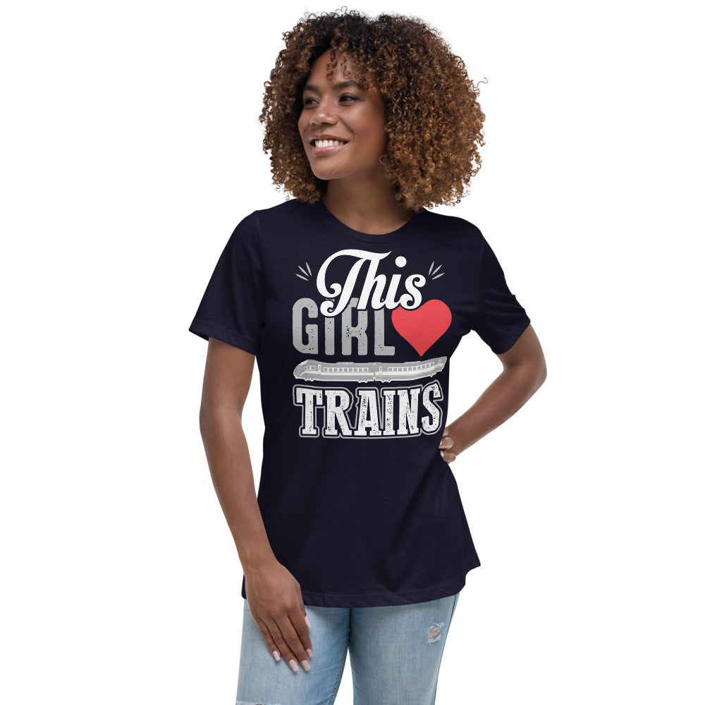 This Girl Loves Trains Women's Relaxed T-Shirt - Broken Knuckle Apparel