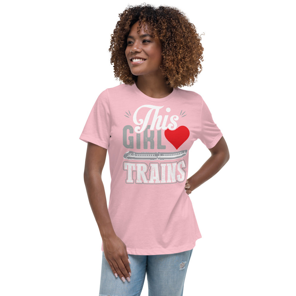 This Girl Loves Trains Women's Relaxed T-Shirt - Broken Knuckle Apparel