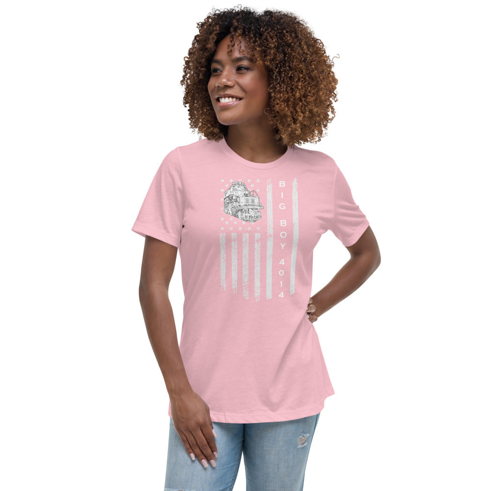 UP Big Boy 4014 American Flag Women's Relaxed T-Shirt - Broken Knuckle Apparel
