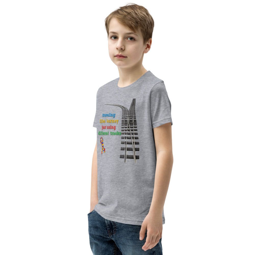 Traveling Life's Journey Autism Awareness Youth Short Sleeve T-Shirt - Broken Knuckle Apparel