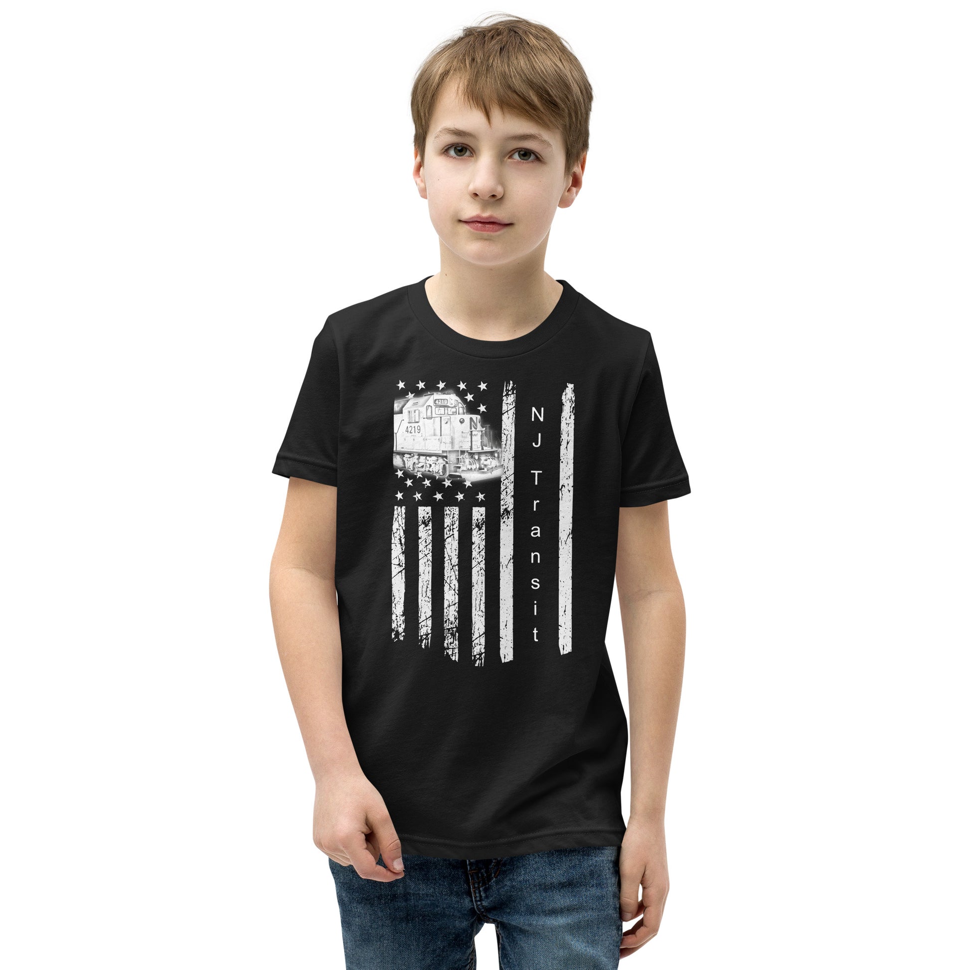 NJ Transit American Flag Youth Short Sleeve T-Shirt - Broken Knuckle Apparel