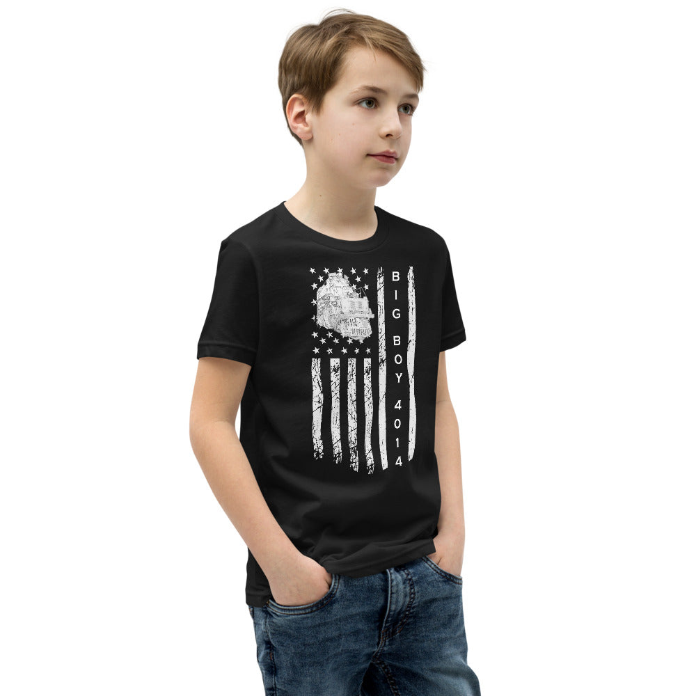 UP Big Boy 4014 American Flag Youth Short Sleeve T-Shirt - Broken Knuckle Apparel