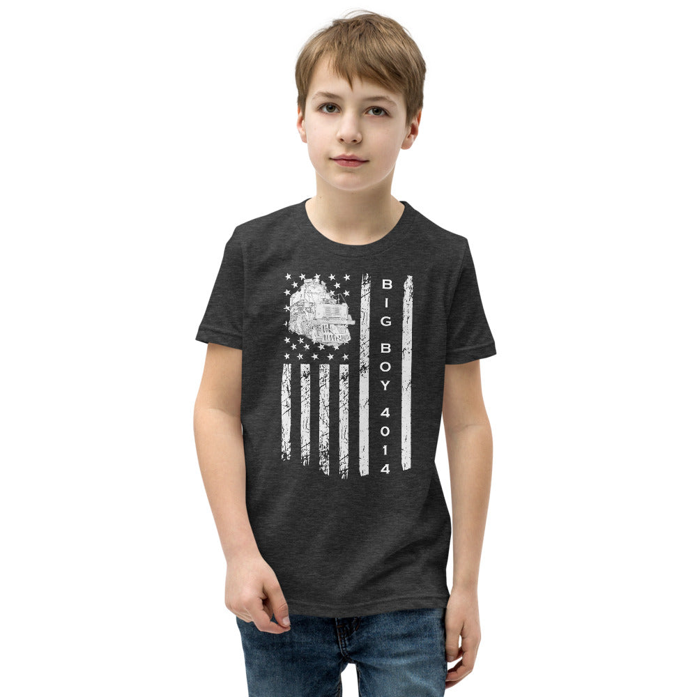UP Big Boy 4014 American Flag Youth Short Sleeve T-Shirt - Broken Knuckle Apparel