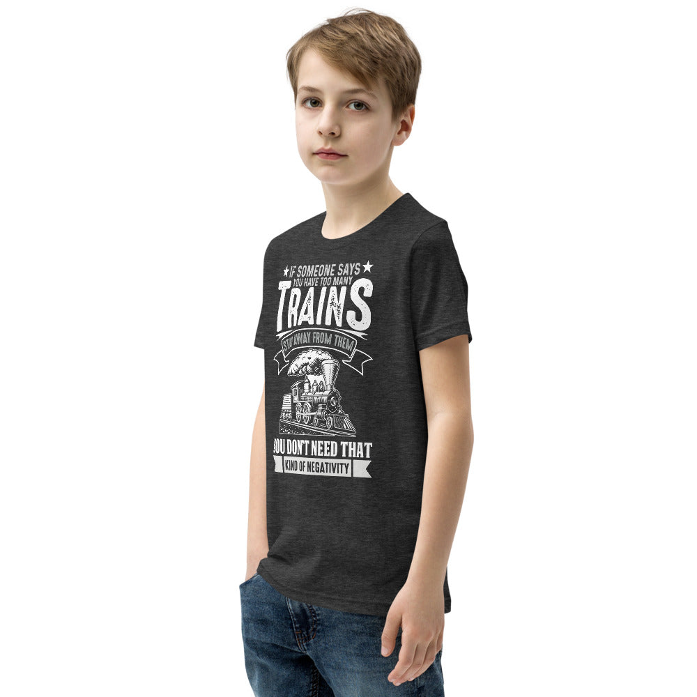 Too Many Trains? Youth Short Sleeve T-Shirt - Broken Knuckle Apparel