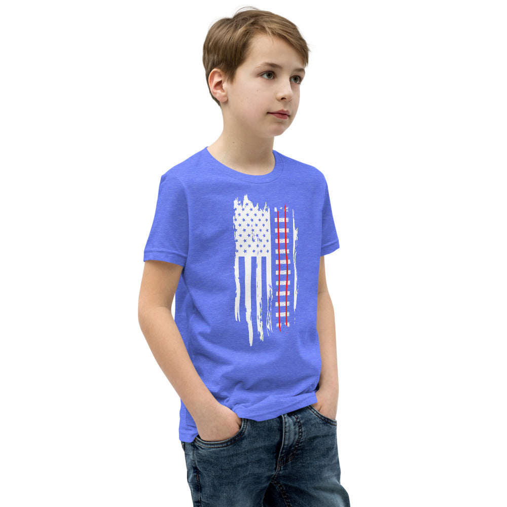 Railroad Tracks American Flag Youth Short Sleeve T-Shirt - Broken Knuckle Apparel