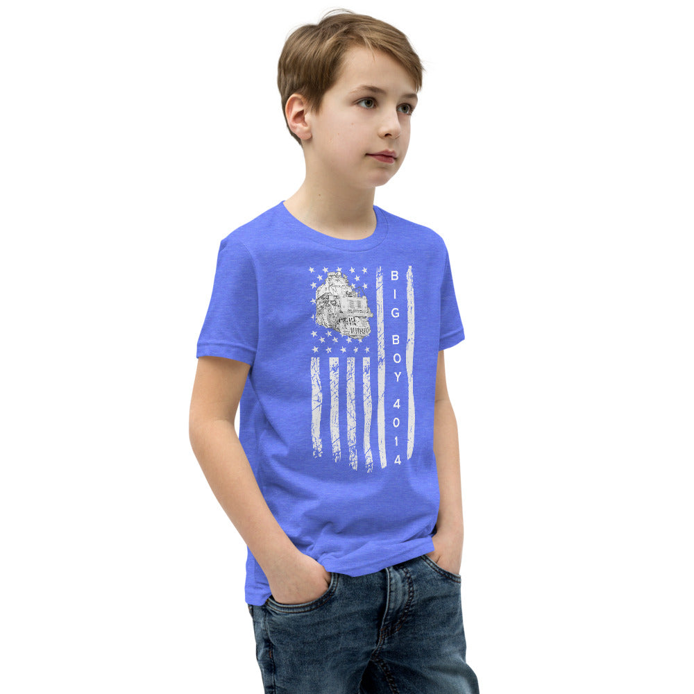 UP Big Boy 4014 American Flag Youth Short Sleeve T-Shirt - Broken Knuckle Apparel
