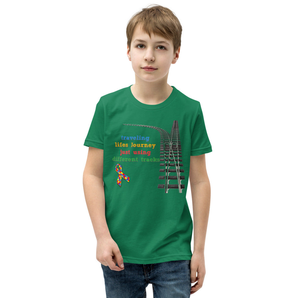 Traveling Life's Journey Autism Awareness Youth Short Sleeve T-Shirt - Broken Knuckle Apparel