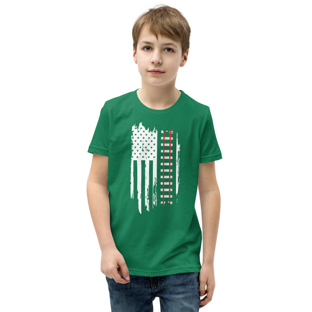 Railroad Tracks American Flag Youth Short Sleeve T-Shirt - Broken Knuckle Apparel